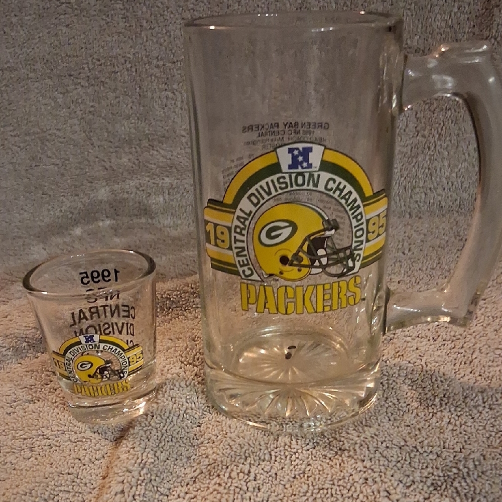 Packers Glass Mug and Shot Glass Set - Bold Yellow and Green